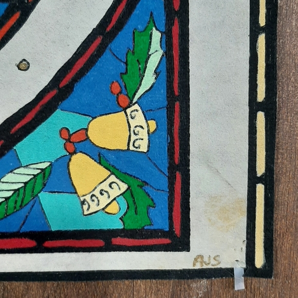 Rare Handmade Liquid Artex Painting Nativity Scene Stainglass Look Wall Hanging - Picture 6 of 7